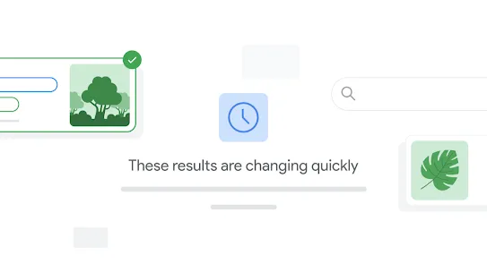 'these results are changing quickly'라는 알림 메시지가 표시된 검색 결과